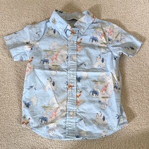 Janie and Jack Light Blue Short-Sleeve Animal Print Button-Up Shirt